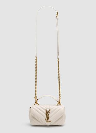 💎 saint laurent college mini quilted crossbody bag cream