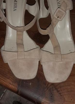 Итальянские кожаные босоножки d'ambra из натуральной замши, р. 38.5 (vero cuoio)