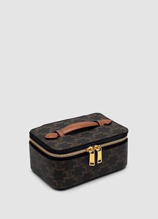💎 celine top handle small toiletry case in triomphe canvas and calfskin