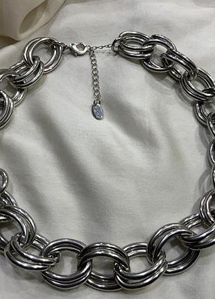 ✨масивне, фактурне намисто-ланцюг у стилі chunky silver / bold industrial від бренду flame✨