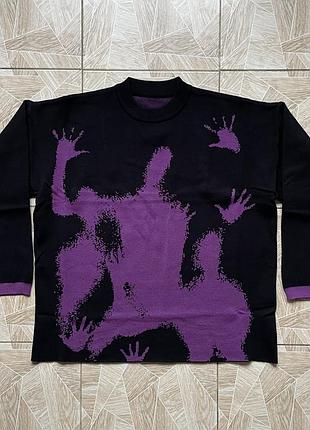 Вязаный свитер 90s y2k vintage designer avant garde archive monogram shadow traces knitted sweater black purple