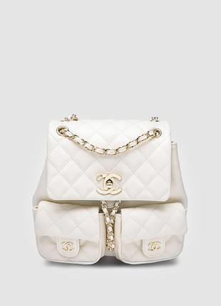💎 chanel two-pocket duma backpack white