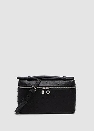 💎 loro piana extra bag 19 ostrich leather black
