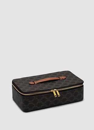 💎 celine top handle medium toiletry case in triomphe canvas and calfskin 27 х 8 х 15 см