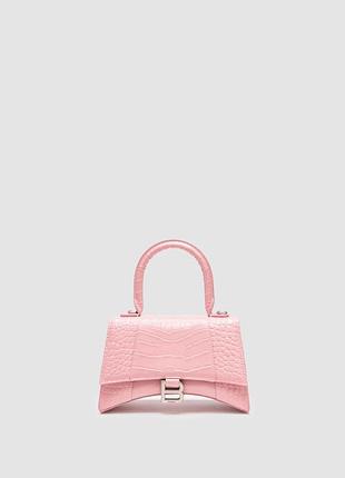 💎 balenciaga hourglass handbag small in crocodile embossed calfskin pink