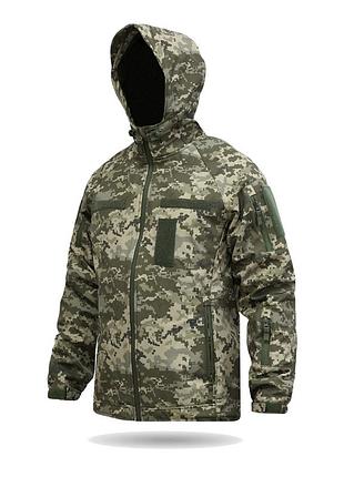 Тактическая куртка для военних windproof softshell ветрозащитная (пиксель), водостойкая, флис 320 г/м²