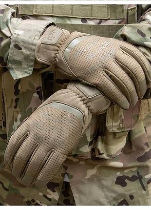 Тактичні рукавиці для військових зимові утеплені wallizard tactical, coyote (койот)