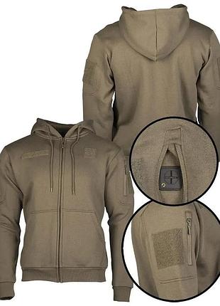 Тактическая толстовка мужская для военные с капюшоном mil-tec tactical hoodie zipper olive
