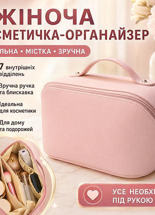Пудровая косметичка для косметики and xl-1010 женская дорожная, органайзер из экокожи с 7 отделениями, ручкой и молнией