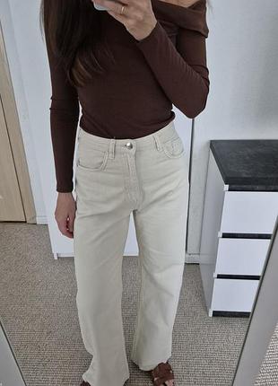 Джинси bershka wide leg молочного кольору | 100% cotton