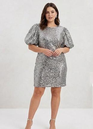 Ослепительное серебристое платье мини в пайетки primark, р. l/xl (1669 / 44 eur) ✨