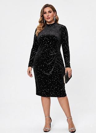 Вечірня оксамитова сукня міді в зірочки monsoon (розмір uk 20 / eur 48 / xxl)