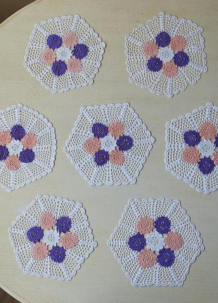 Винтаж🤩👌🌸🏵️💮отличные кружевные салфетки, 23-24см., ручной работы😍👍🏵️🌸💮