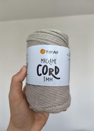 Yarnart macrame cord 3mm шнур для макраме беж натуральный какао шнур вязаный шнурок