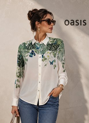 Oasis очень красивая блузка рубашка в тропический принт h&amp;m zara massimo