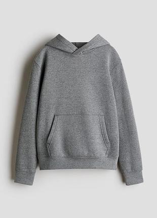 Теплое детское/подростковое худи из трикотажа на флисе h&amp;m | темно-серая толстовка с капюшоном