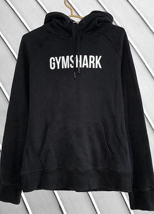 Жіноче чорне худі gymshark s m 44 46 оригінал джимшарк чорна спортивна кофта з капюшоном та логотипом оверсайз 44 46