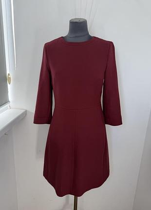 Бордова сукня міді massimo dutti з кишенями, розмір m-l (eur 40)
