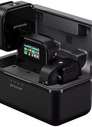 Микрофон петличный proove studio беспроводной 2 шт с зарядным кейсом 1500 mah, черный