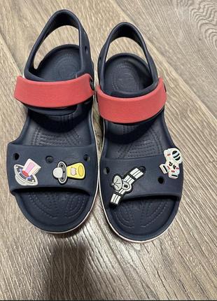 Сандалі дитячі crocs сині з червоним