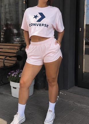 Жіноча укорочена футболка converse — рожева, оригінал із сша