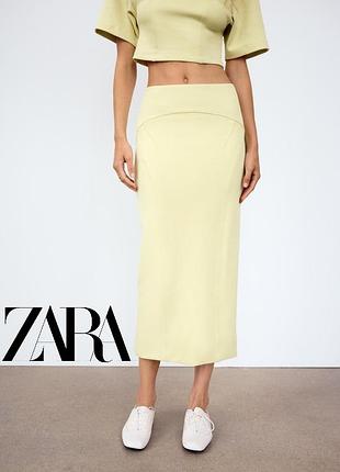 Базова спідниця міді zara / ванільна
