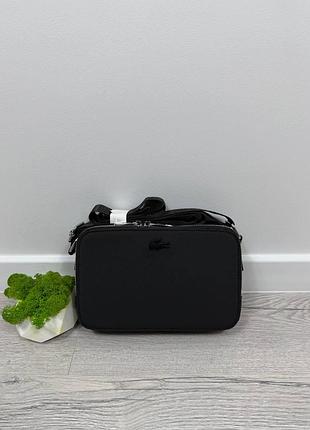 Чоловіча сумка lacoste crossbody через плече чорна, стильна міська сумка | сумка лакоста чоловіча