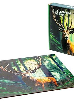 Пазл "олень" дерев'яний, 130 елем. розмір пазла 295x295 мм puzzleok