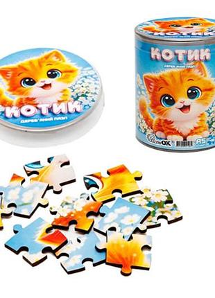 Пазл деревянный puz-05001 котик, а5 в тубусе puzzleok