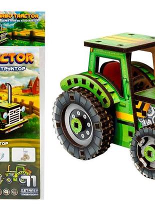 Конструктор дерев'яний puz-00960 "turbo tractor" в кульку puzzleok