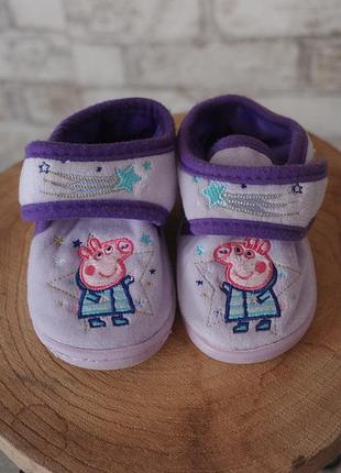 Теплі дитячі капці свінка пеппа peppa pig на липучці р. 22–23 на 2–3,5 роки