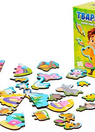 Пазл магнітний puz-22930 "тваринки", дерев'яний puzzleok
