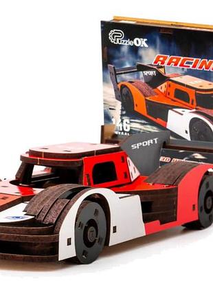 Конструктор puz-01037 "racing car" порше деревянный, 146 дет., размер модели 22х9х5 см puzzleok