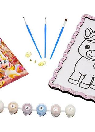 Набор для росписи по номерам puz-22981 "единорог" деревянный, формат а5 puzzleok