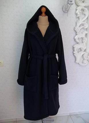 ( xl - наш 64 / 68 р ) dunelm мужской халат флисовый на меху с капюшоном оригинал великобритания б/у