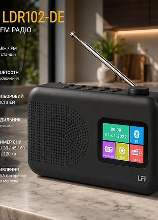 Цифровое радио lff ldr102-de dab+/fm с bluetooth, цветной дисплей, 60 станций, будильник, 4×aa/сеть
