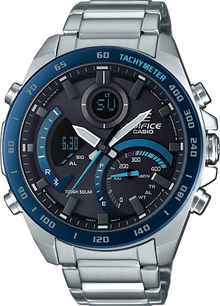 Годинник чоловічий casio edifice ecb-900db-1b сталевий корпус водозахист 100 м сірий циферблат