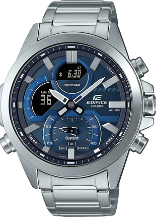 Мужские часы casio edifice ecb-30d-2a стальной корпус водозащита 100 м синий циферблат