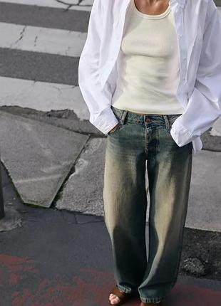 Джинси z1975 straight loose fit із середньою посадкою zara, джинси z1975 straight zara