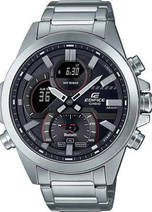 Мужские часы casio edifice ecb-30d-1a стальной корпус водозащита 100 м чёрный циферблат
