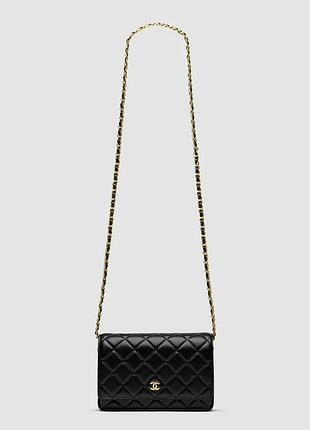 💎 chanel classic wallet on chain black/gold(інша підкладка) 19 х 12 х 5 см