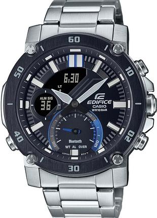 Мужские часы casio edifice ecb-20db-1a стальной корпус водозащита 100 м чёрный циферблат