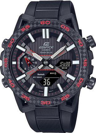 Мужские часы casio edifice ecb-2000pb-1a карбоновый корпус водозащита 100 м чёрный циферблат