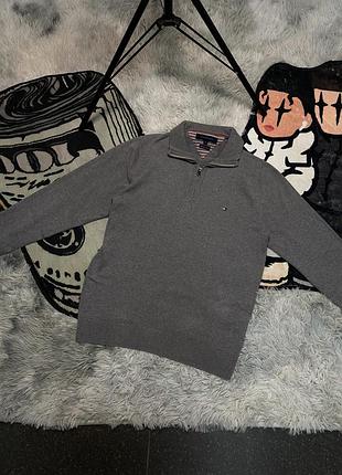 Светр tommy hilfiger 1/3 zip сірий, розмір m, оригінал