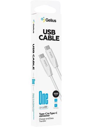 Зарядний кабель gelius type-c to type-c (1m) (60w) білий