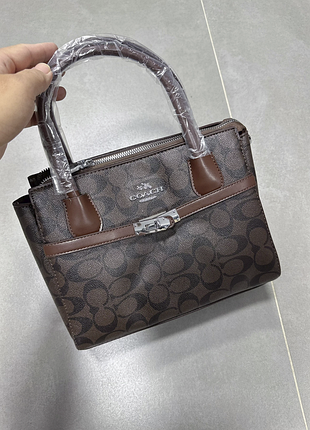 Женская сумка coach, сумка коач, сумка шоппер, модная сумка, офисная сумка, shopper, шопер темно-коричневий