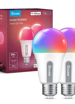 Розумна лампа govee e27 2 pack wi-fi, rgbww 800 лм, застосунок