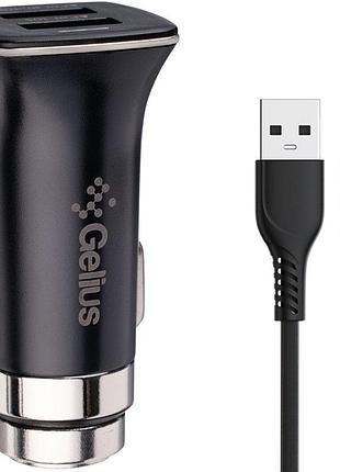 Автомобильное зарядное устройство gelius apollo 2usb + кабель lightning black
