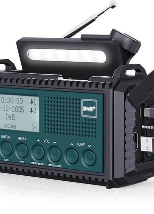 Радіоприймач rocam dab/dab+/fm з ручним приводом, аварійний радіоприймач на сонячних батареях з акумулятором 5000 маг