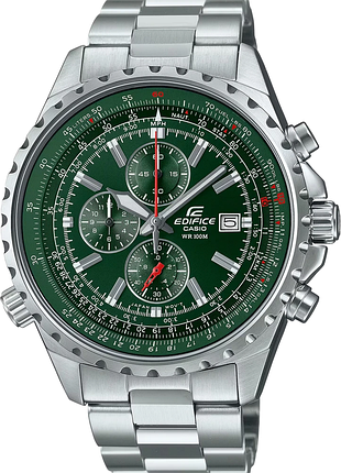 Мужские часы casio edifice ef-527d-3a стальной корпус водозащита 100 м зелёный циферблат